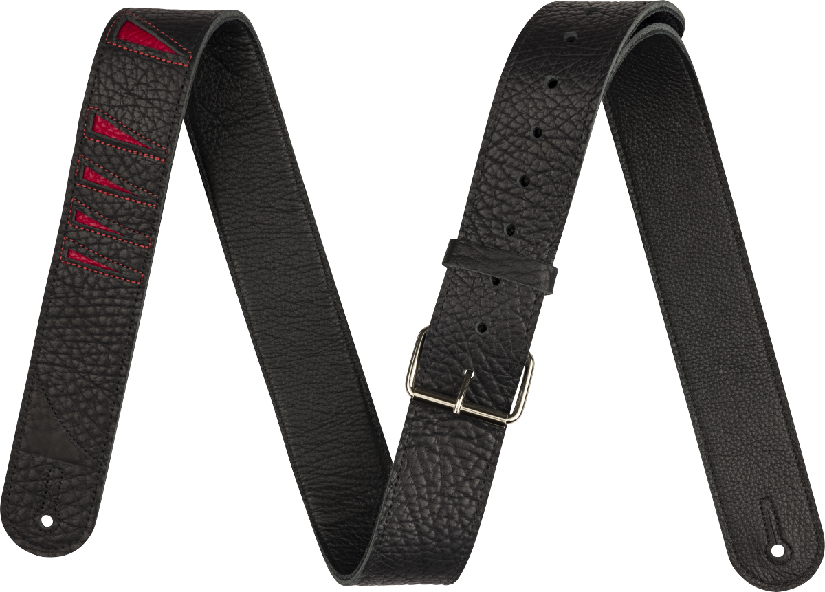 Shark Fin Leather Strap, Red and Black, 2"