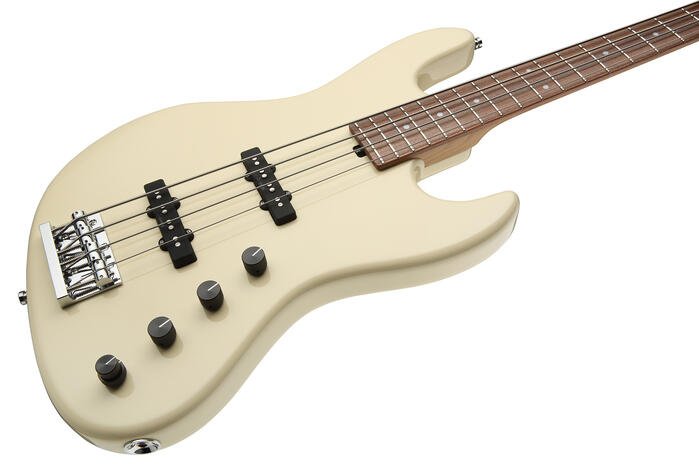 MasterBuilt 21-Fret Standard J/J Bass, Red Alder Body, 4-String - Solid Olympic White High Polish
