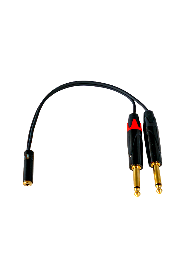 Audiokabel, Y-Adapter, 6,3-mm-Klinke, vergoldete Stecker, schwarzes Kabel