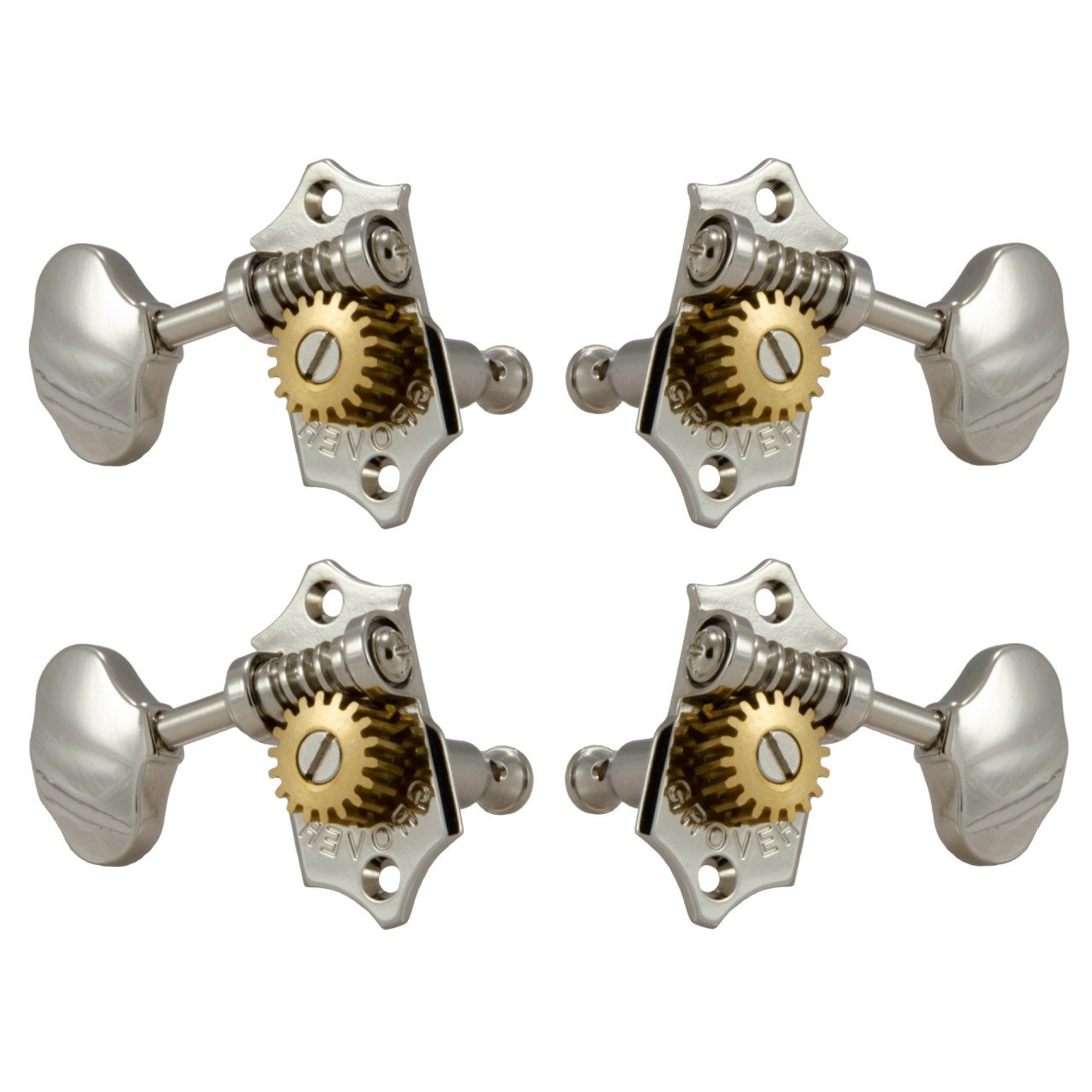 U99-18N Sta-Tite Geared Ukulele Pegs with Metal Button, 21 mm Post - 4 pcs. - Nickel