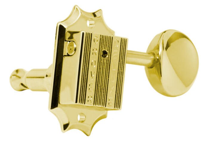 136G6 Vintage Deluxe Guitar Machines - Guitar Machine Heads, 6-in-Line, Bass Side (Left) - Gold