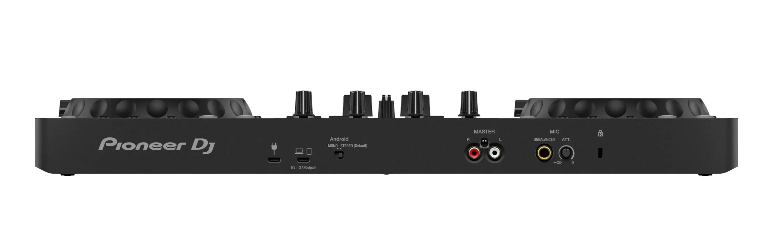 Pioneer DJ DDJ-FLX4 Anschlüsse – USB-C, Cinch und Mikrofoneingang