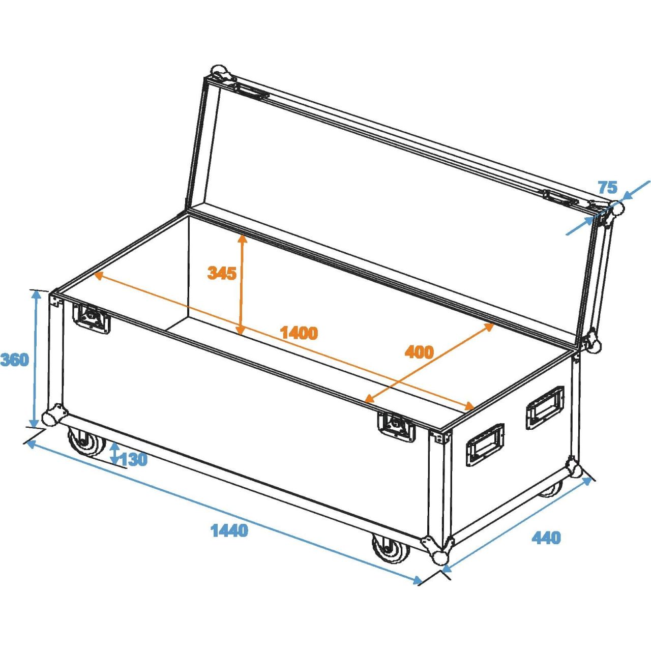 ROADINGER Universal-Case Profi 140x40x40cm mit Rollen