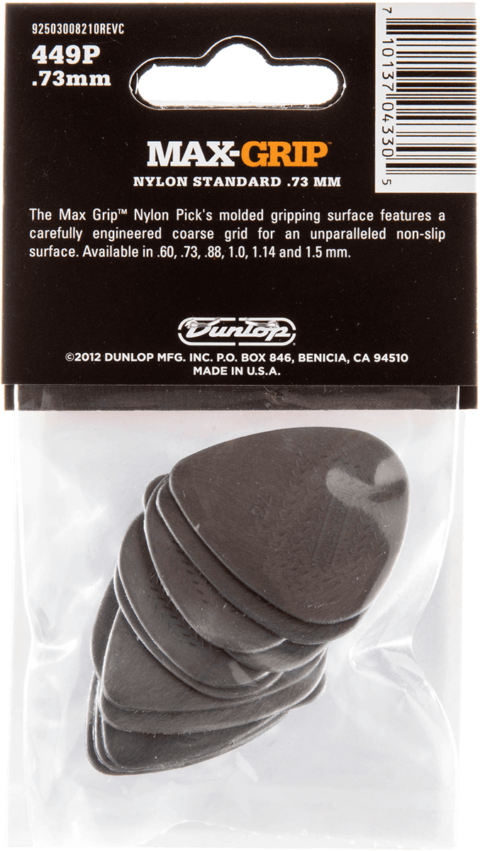 Nylon Max Grip Standard 0.73mm Picks Player's Pack light grey