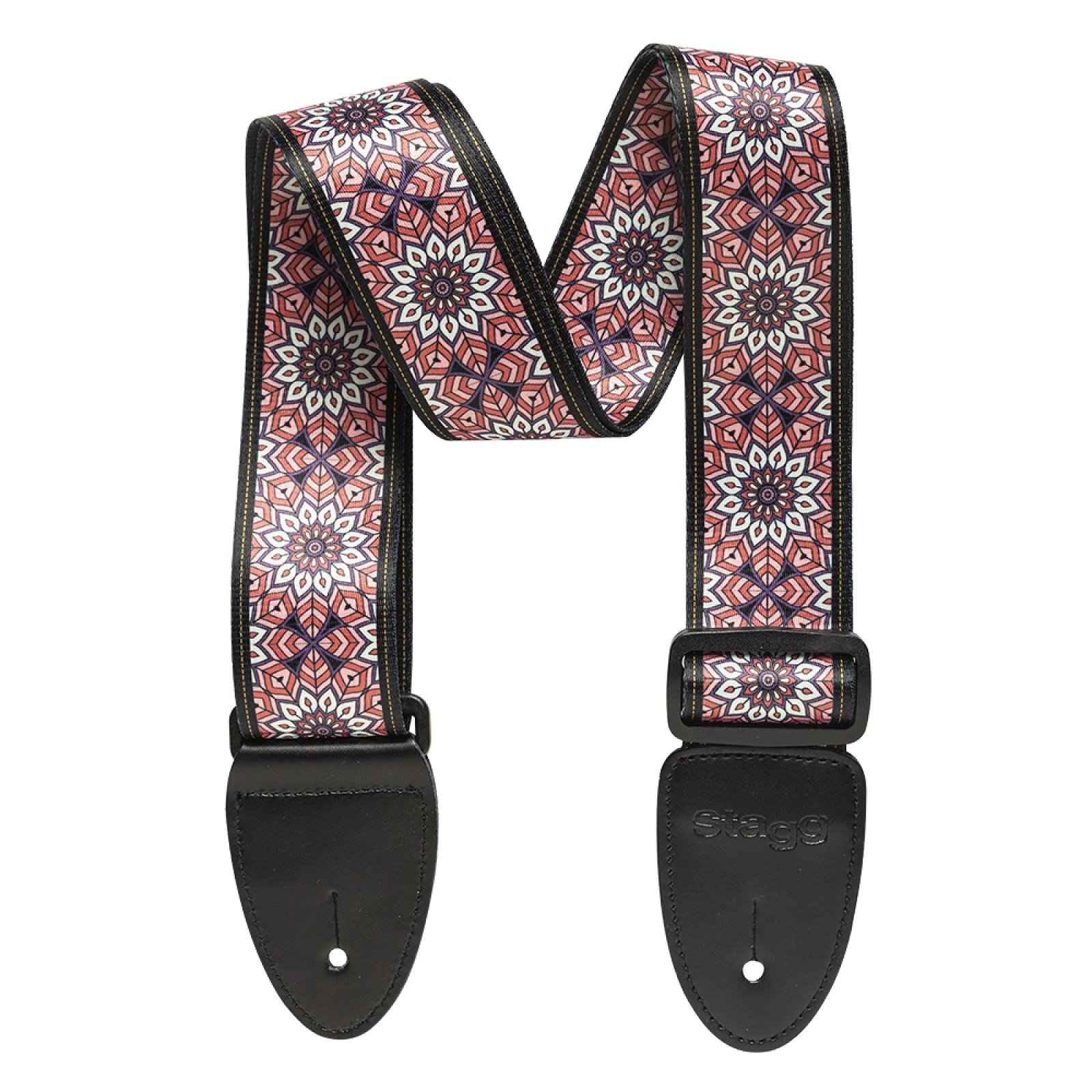 Terylen-Gitarrengurt mit Mandala-Muster, pink