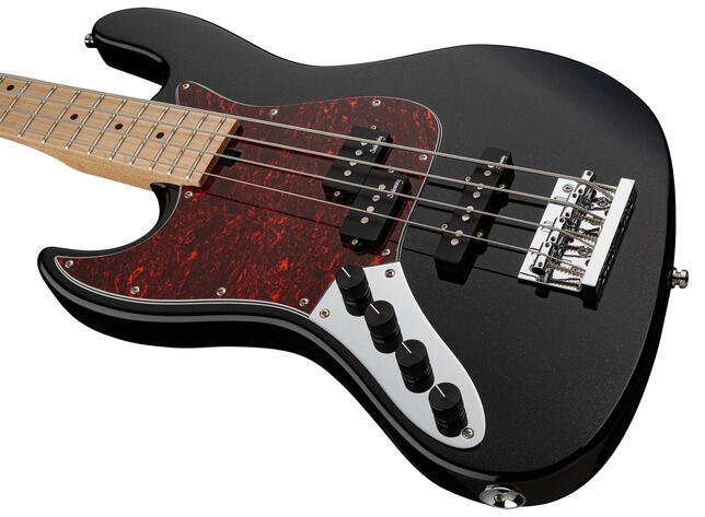 MetroExpress 21-Fret Hybrid P/J Bass, MN, Left, Solid Black HP "B-Stock"