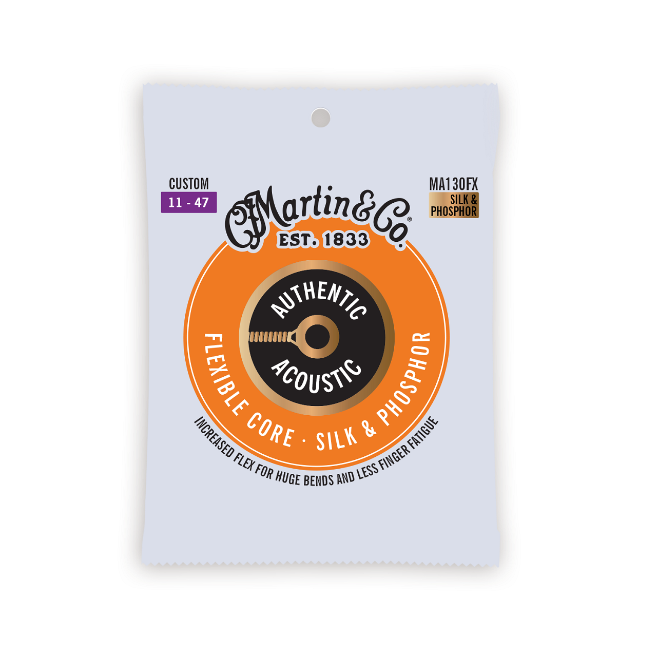 MA130FX Authentic Acoustic Flexible Core Guitar Strings 11.5-47, Silk & Steel