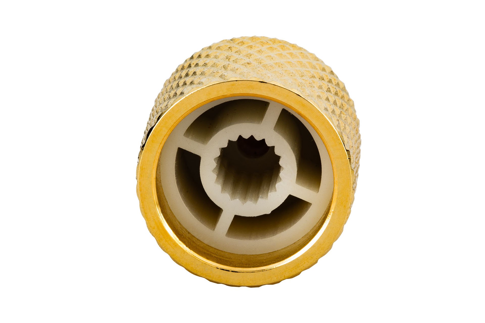 Potiknopf / Regler geränd. 18Z/6mm, round Top, gold