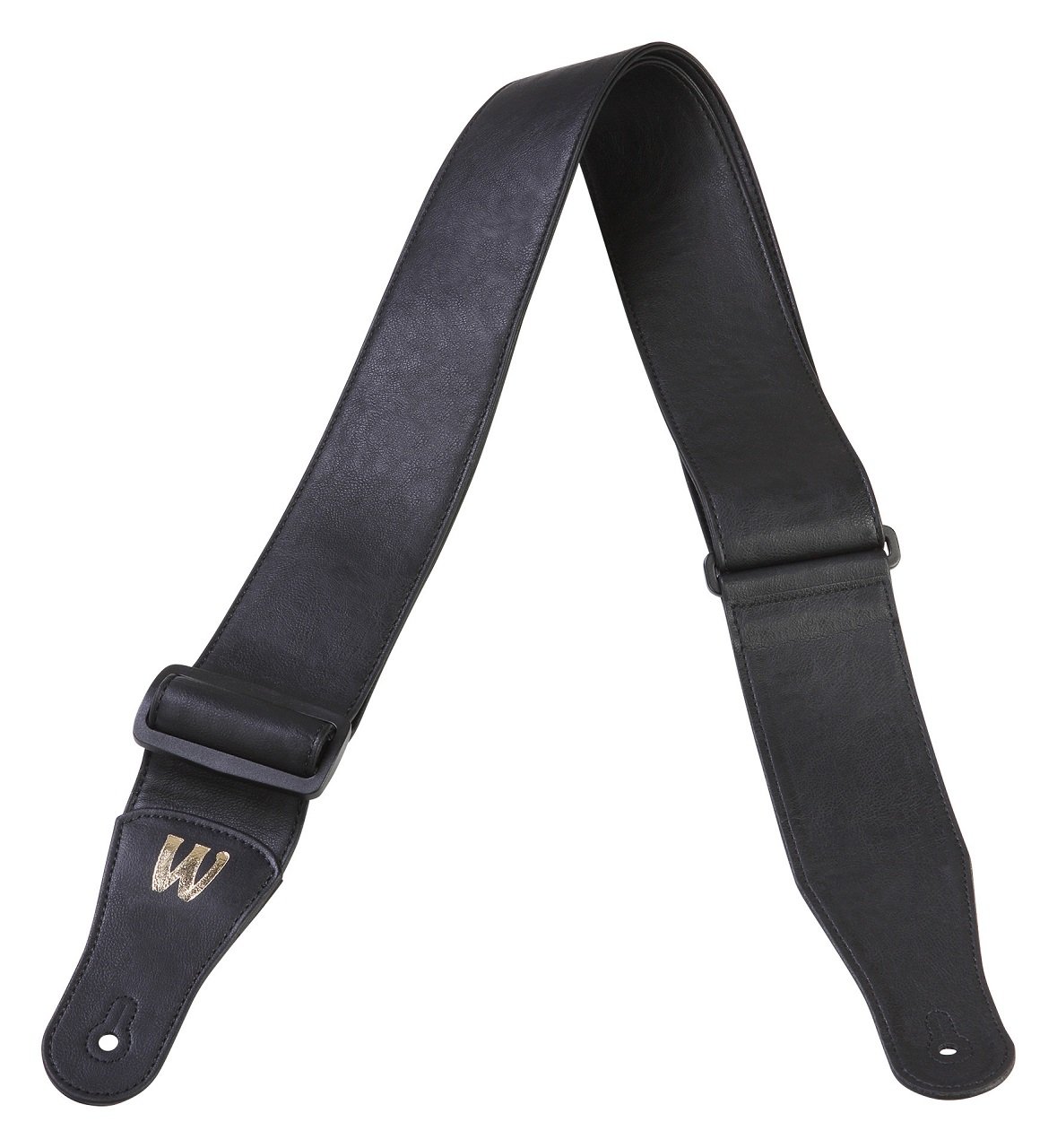 Synthetic Leather Bass Strap - Black, Gold Embossing