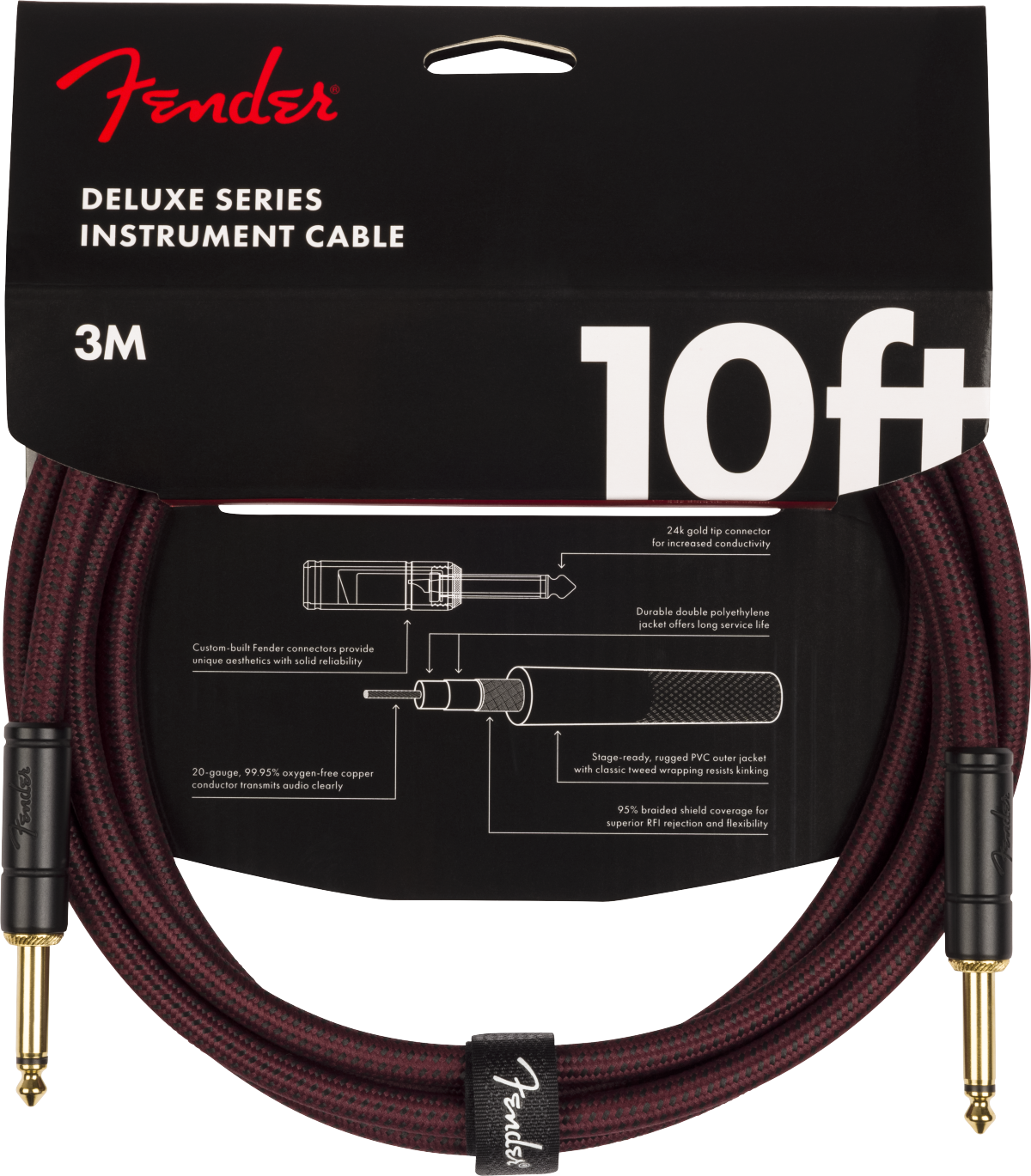 Limited Edition Deluxe Series Tweed Cable, 10', Oxblood