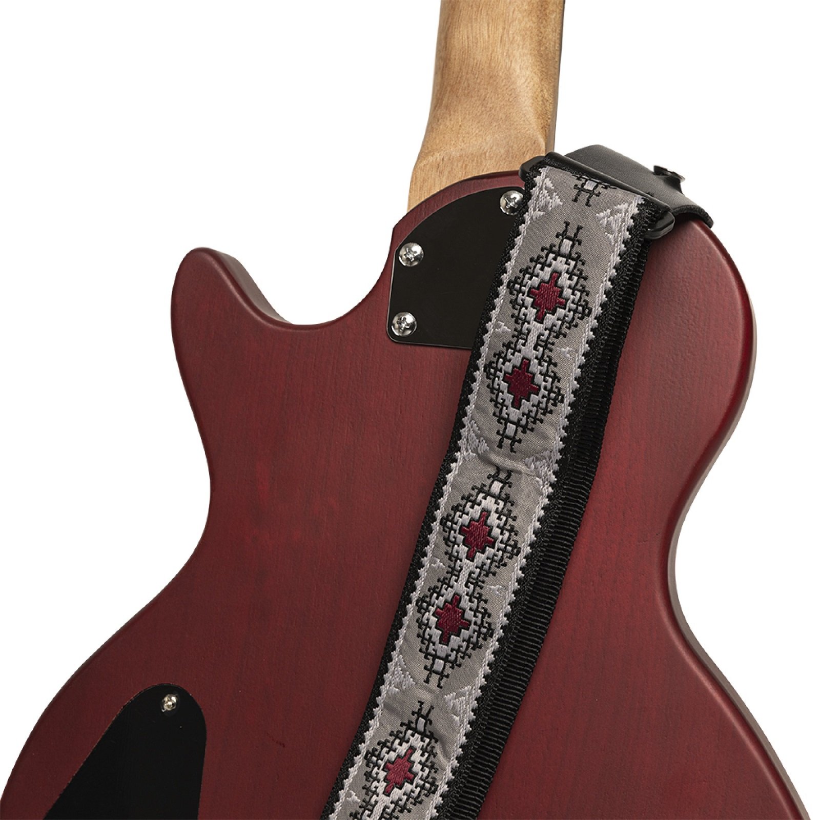 Gitarrengurt aus gewebtem Nylon, Rautenmuster, grau