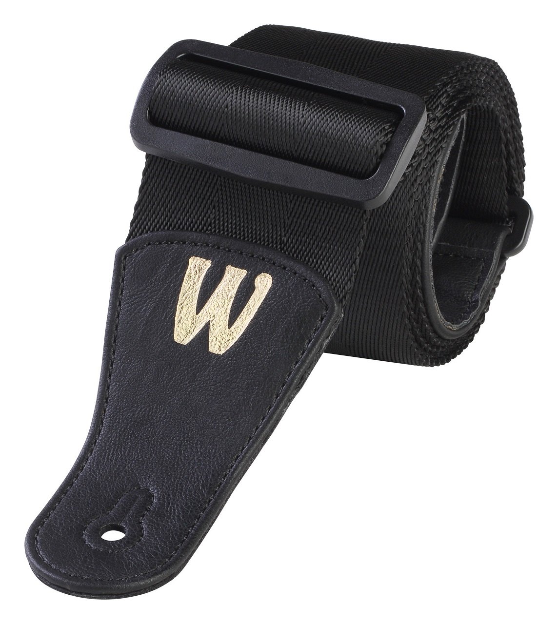 Nylon Bass Strap - Black, Gold Embossing