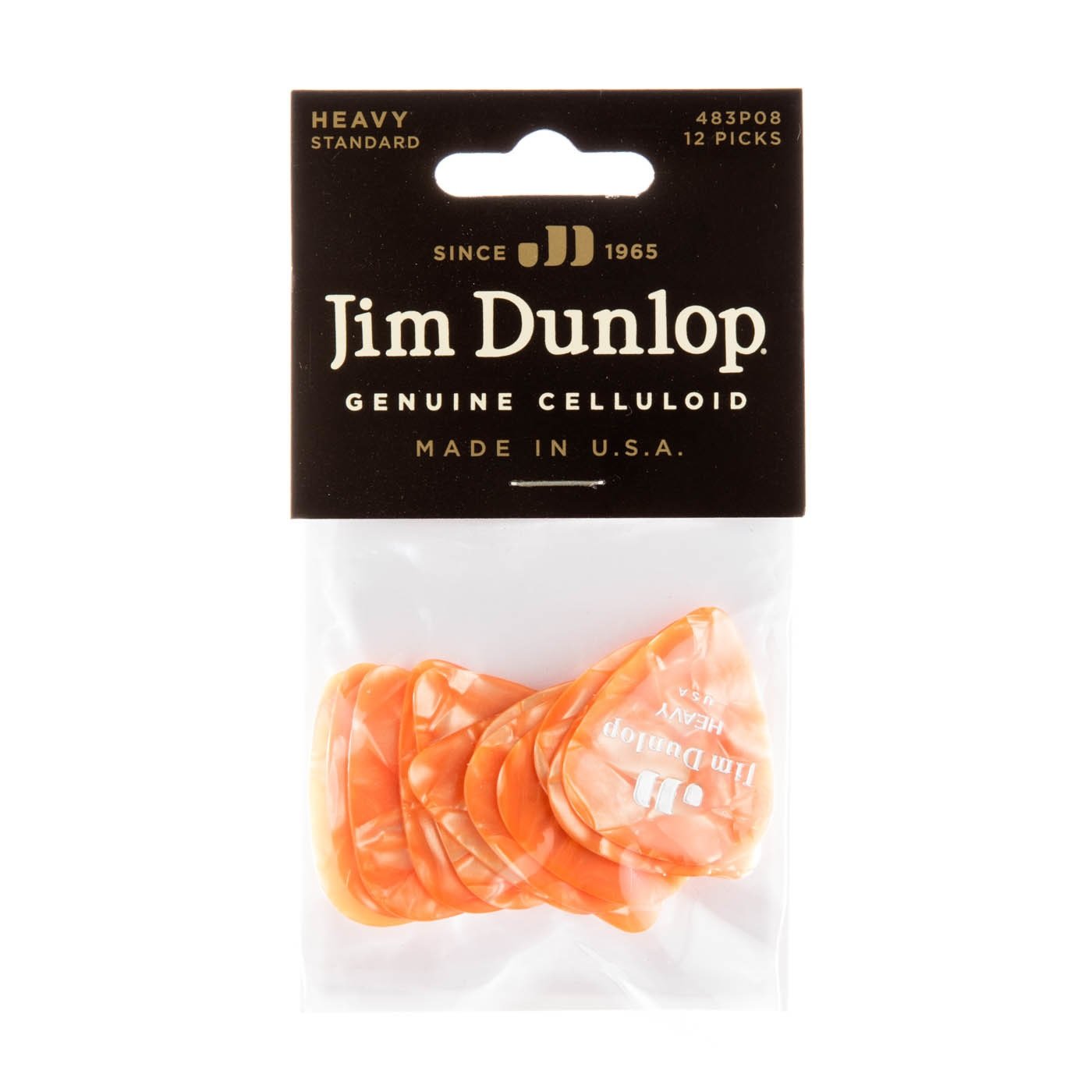 Genuine Celluloid Player's Pack, 12 pcs, perloid orange, heavy