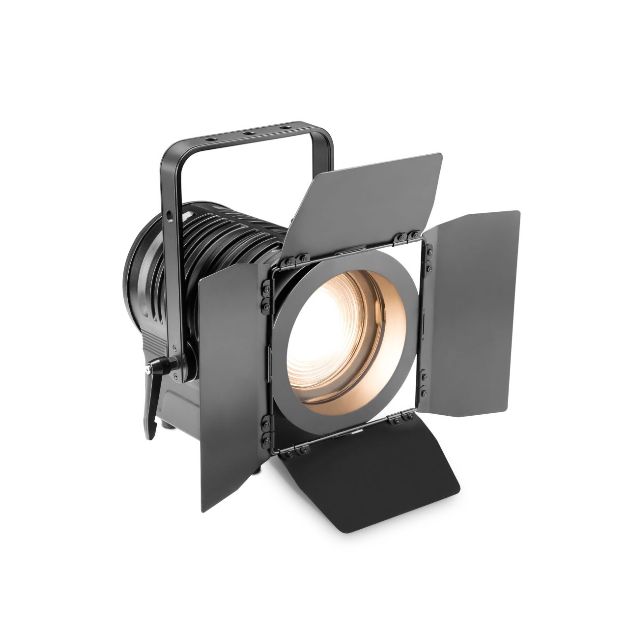 TS 100 WW - Theater-Spot mit Fresnel-Linse und warmweißer 100 W LED in schwarzem Gehäuse