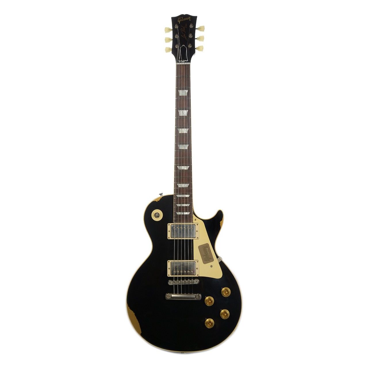 Les Paul Standard Black Over Gold Aged Nickel Hardware - E-Gitarre