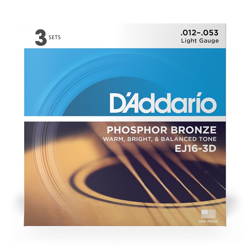EJ16-3D Saiten für Akustikgitarre, Phosphorbronze, Light, 3er Pack