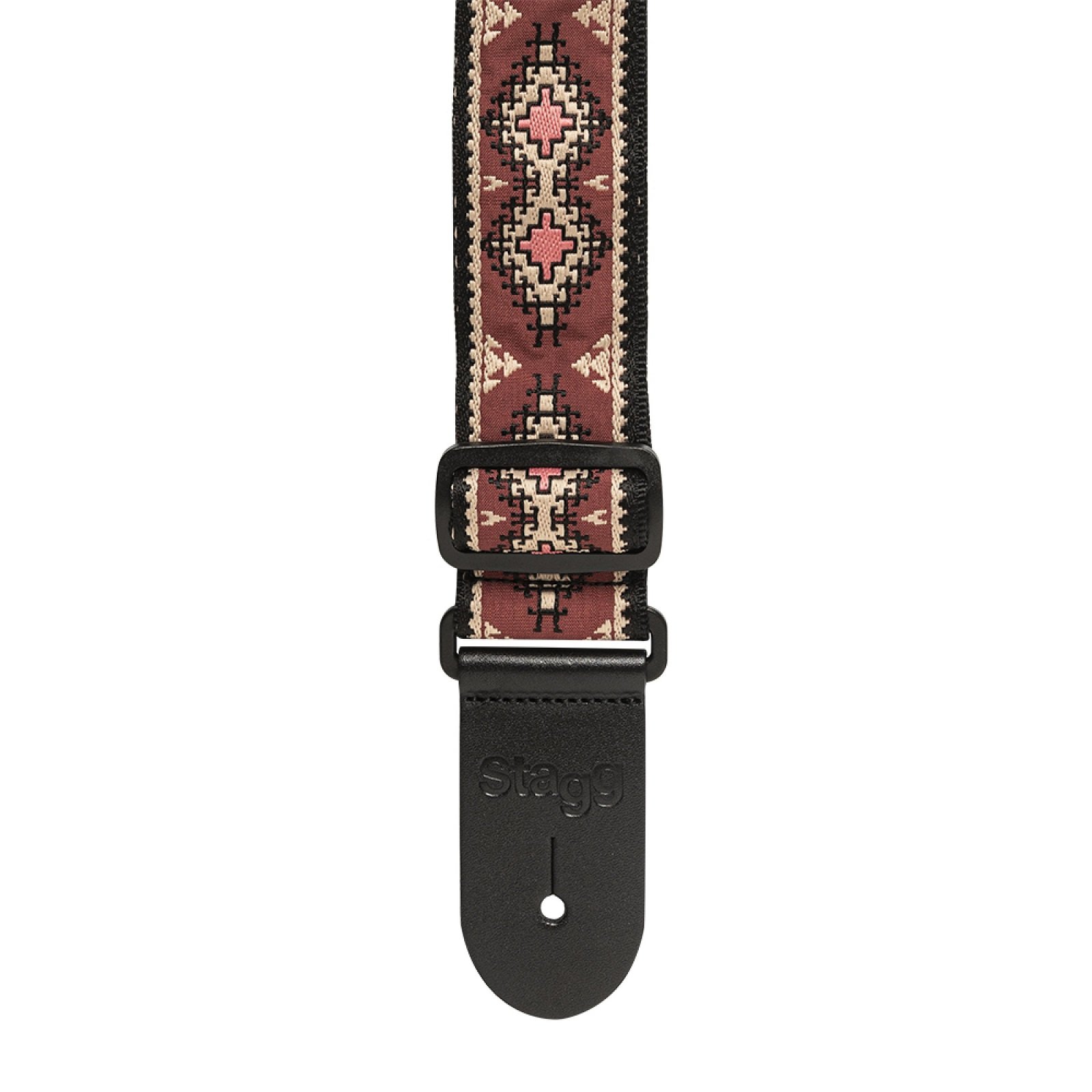 Gitarrengurt aus gewebtem Nylon, Rautenmuster, rot