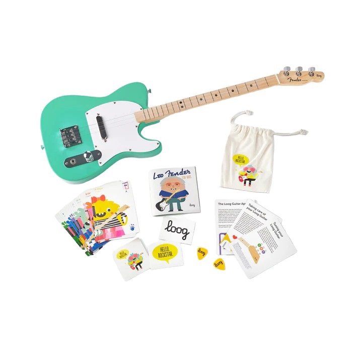 X Fender Telecaster schwarz 3-saitige Kindergitarre 