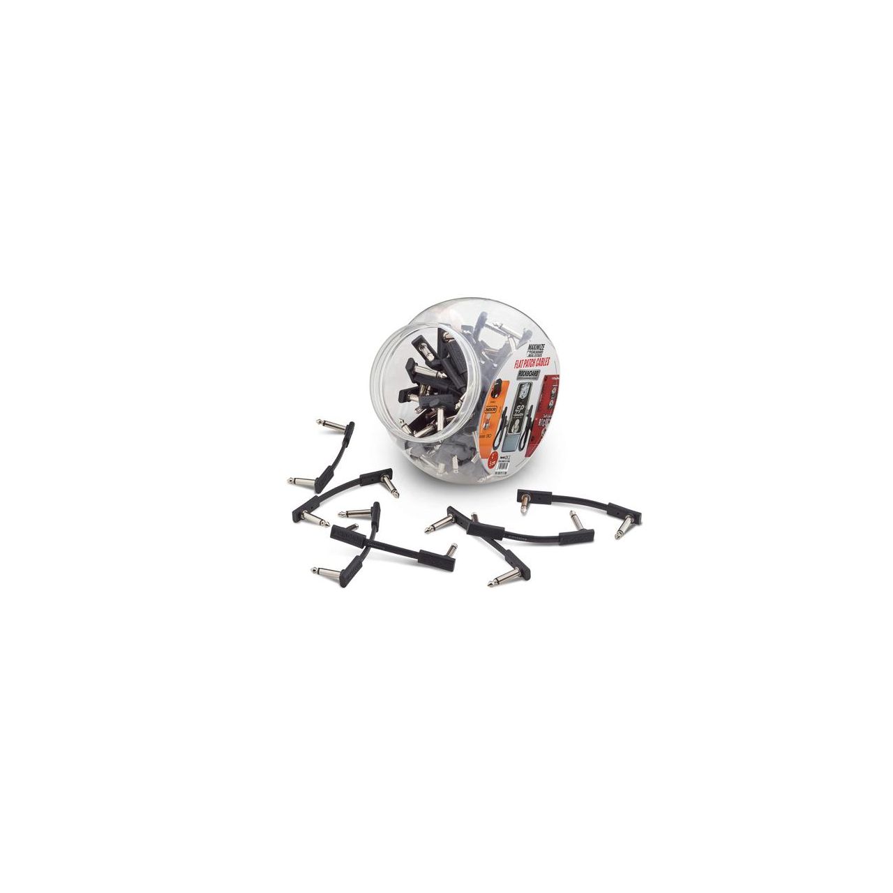 RockBoard Flat Patch Cable, Black, 5 cm / 1 15/16", bowl with 50 pcs 