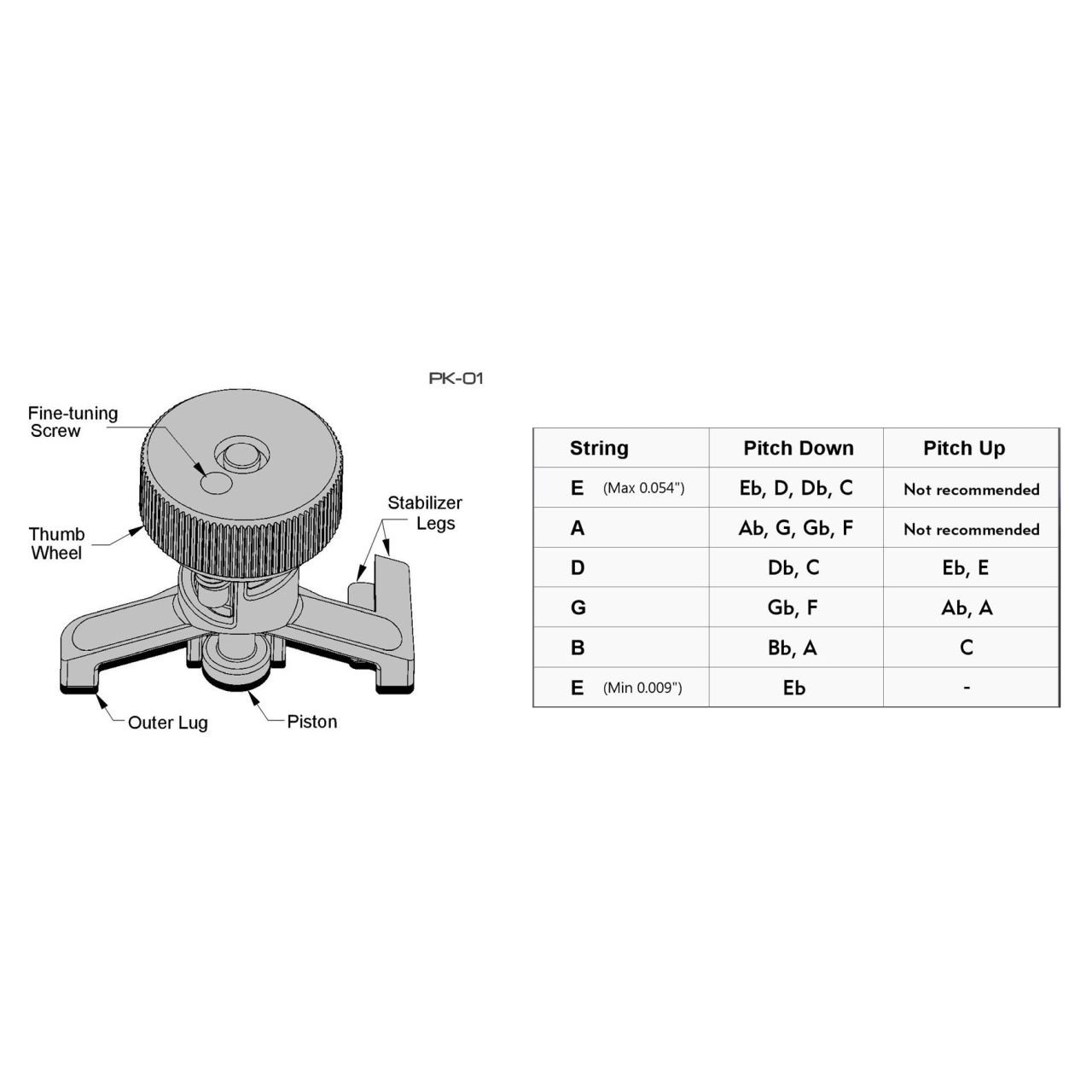 Pitch Key PK-01 Preset Tuning Key Guitar