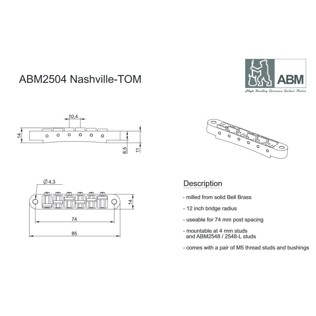2504c Nashville TOM-Style Bridge, chrom