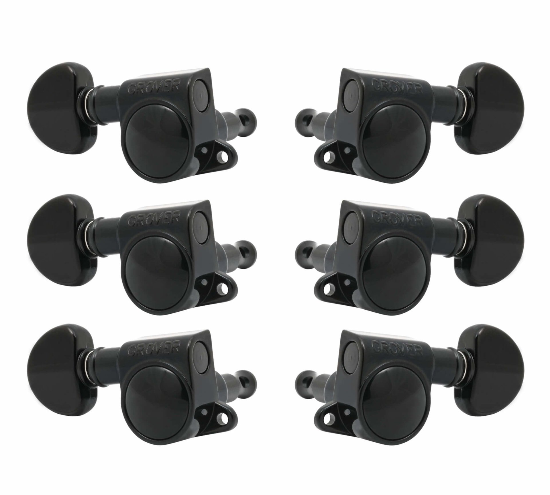 205-18BC Mid-Size Rotomatics with Round Button - Guitar Machine Heads, 3 + 3 - Black Chrome