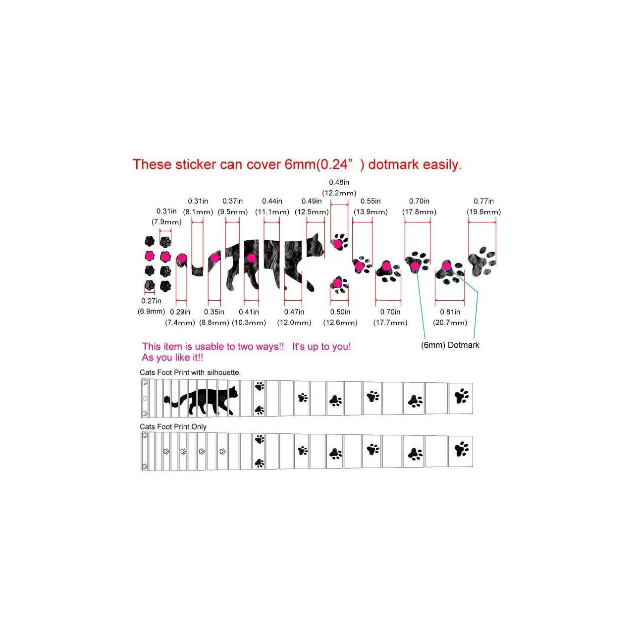 Inlay Stickers, Fret Mark-Cat Foot Prints (WP)