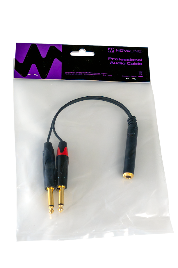 Audiokabel, Y-Adapter, 6,35-mm-Klinke, Doppelstecker, Schwarz