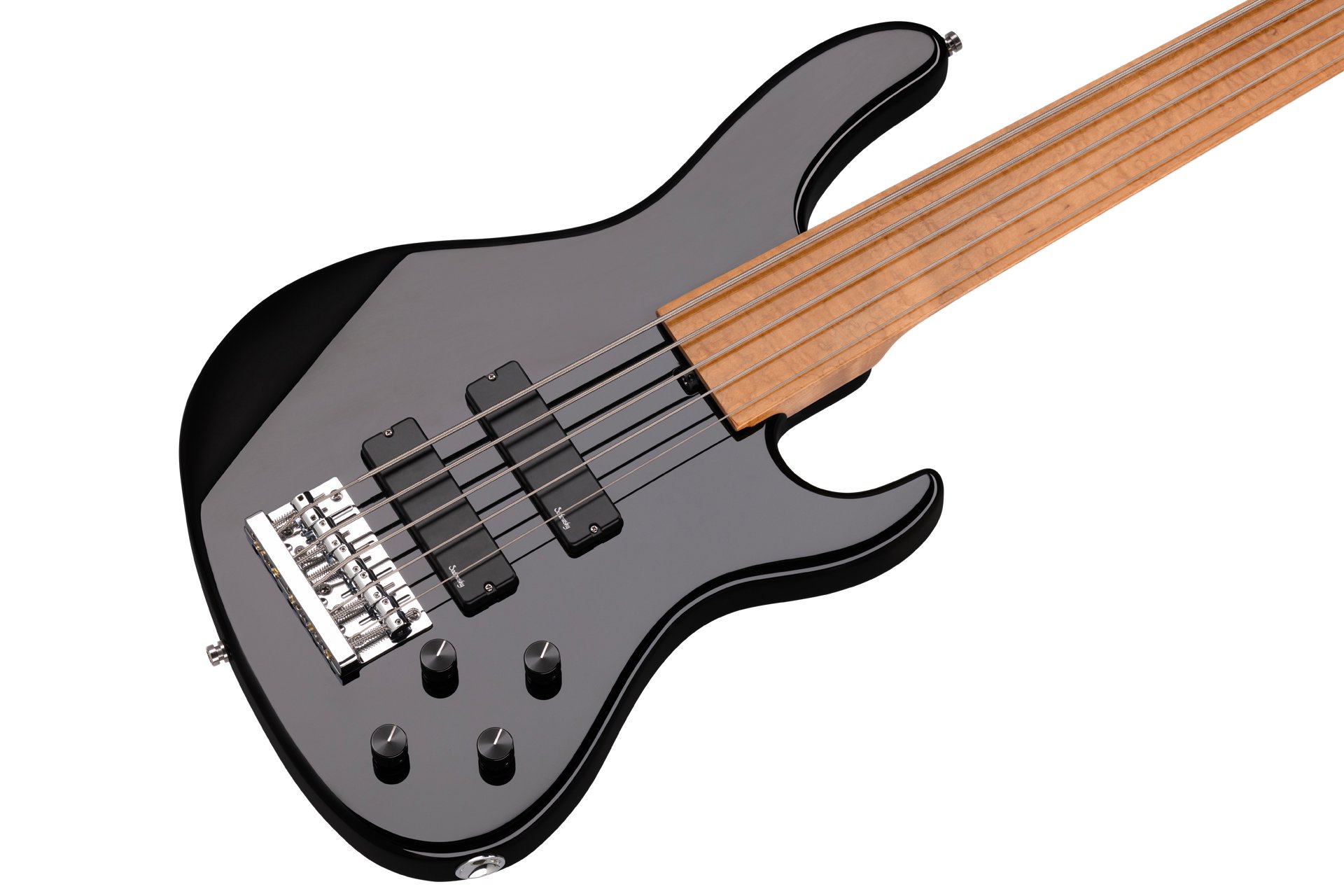 MetroExpress 24-Fret Modern Bass, 5 Fretless - Solid Black High Polish