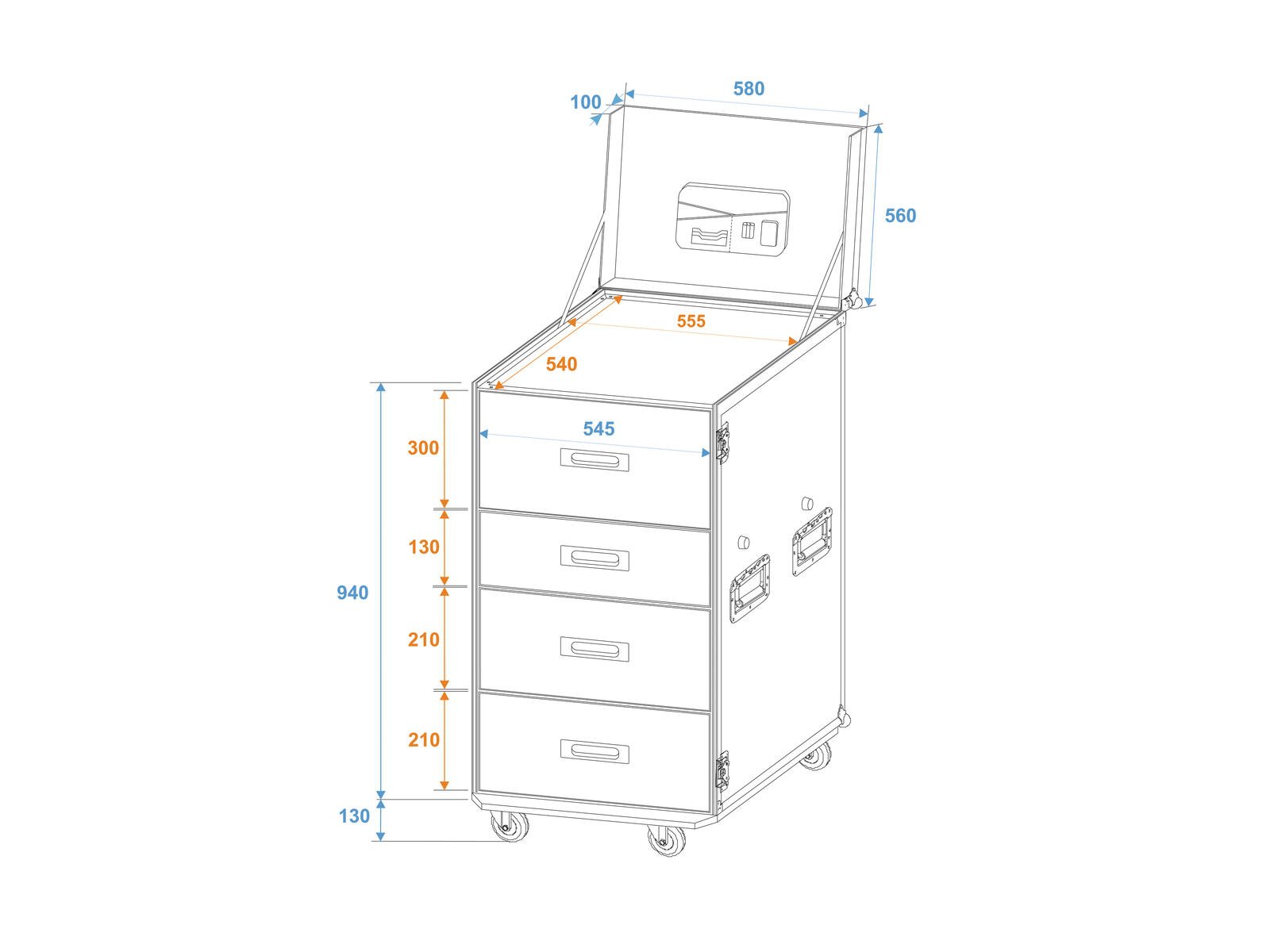 WDS-1 Universal-Schubladen-Case mit Rollen