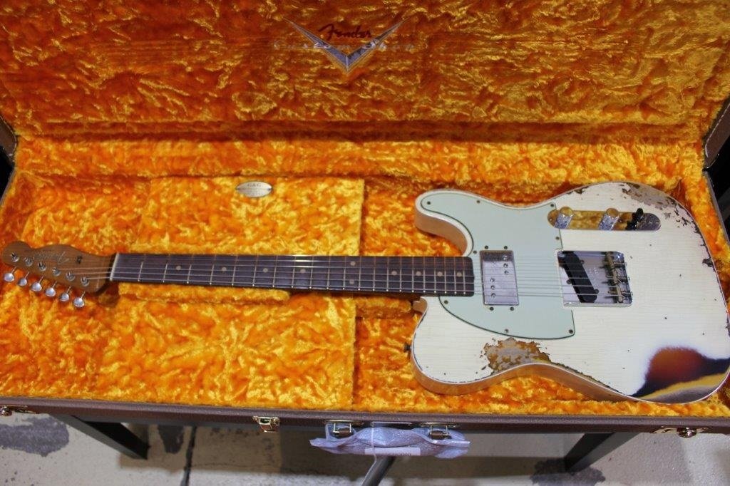 Limited Edition Cunife Telecaster Custo-Heavy Relic, Aged Vintage White Over 3-Color Sunburst