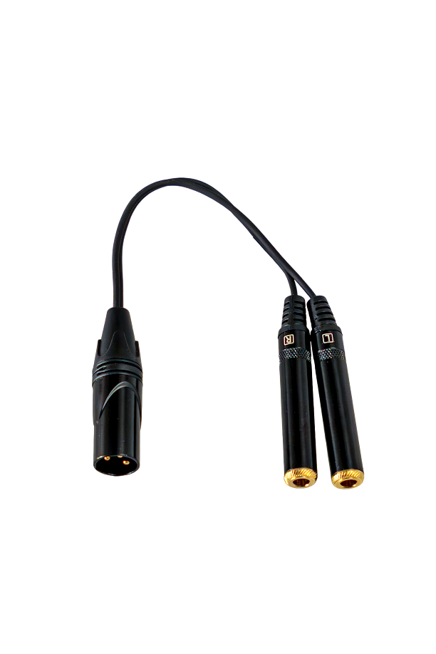Audioadapter, XLR-Stecker, 2 × Klinkenbuchse, Schwarzes Kabel