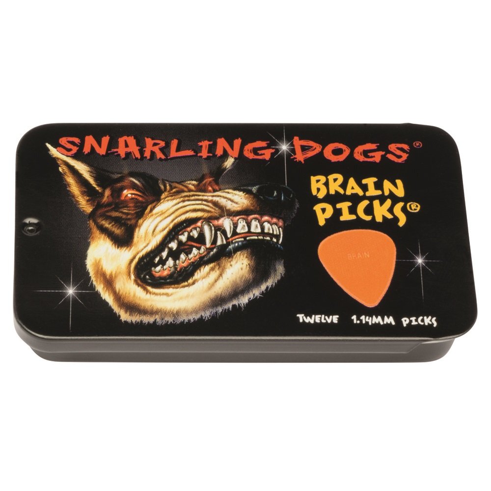 Snarling Dog Brain Picks - 351 Shape (TNSDB351 1.14), 12 pcs Pick Tin, 1.14 mm, Orange