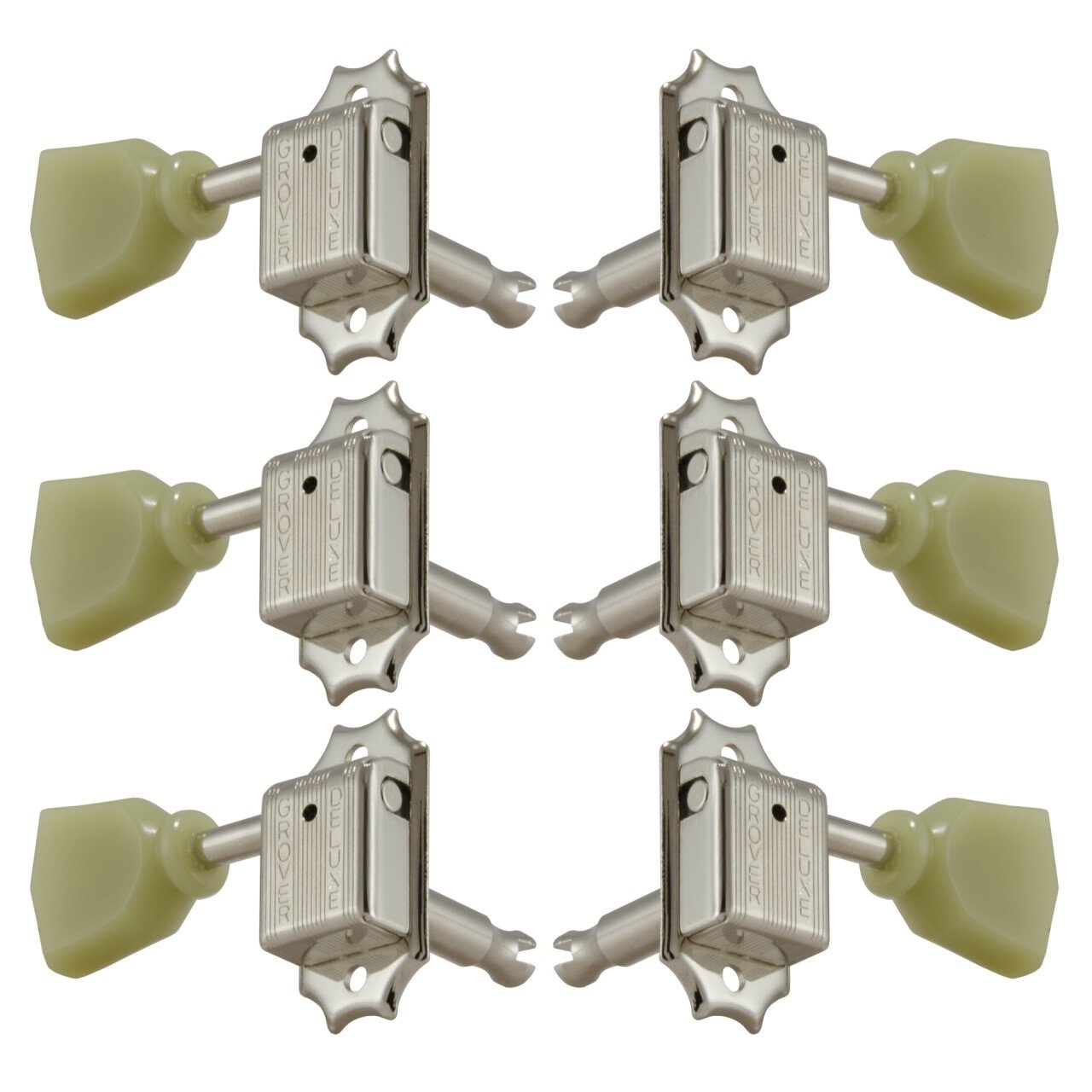 133NK Deluxe Guitar Machines with Keystone Button - Guitar Machine Heads, 3 + 3 - Nickel