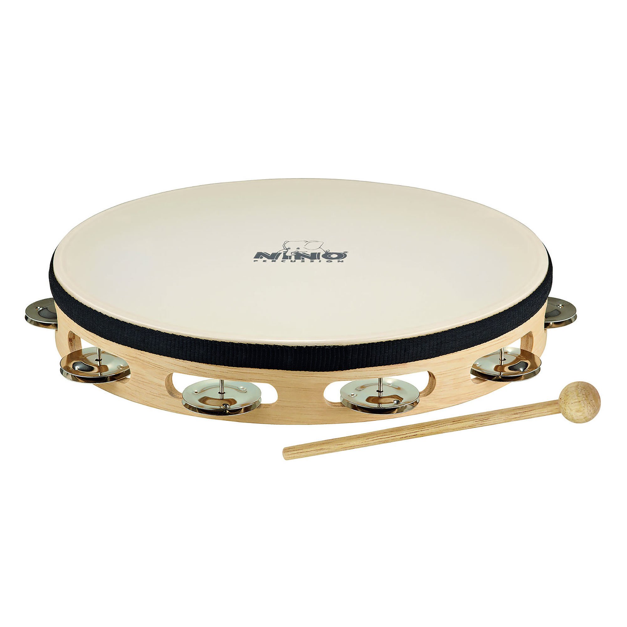 Tamburin 10" – Kinder Percussion Instrument aus Holz mit Fell