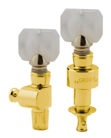 122G5 Geared Banjo Pegs with Square Pearloid Button - 5 pcs. - Gold