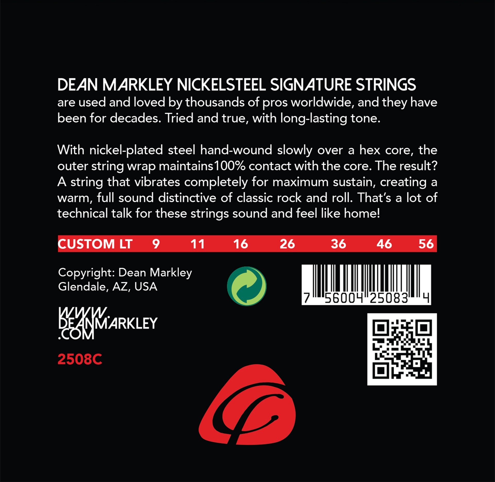2508 C - Electric Guitar String Set, 7-String, Custom Light, .009-.056