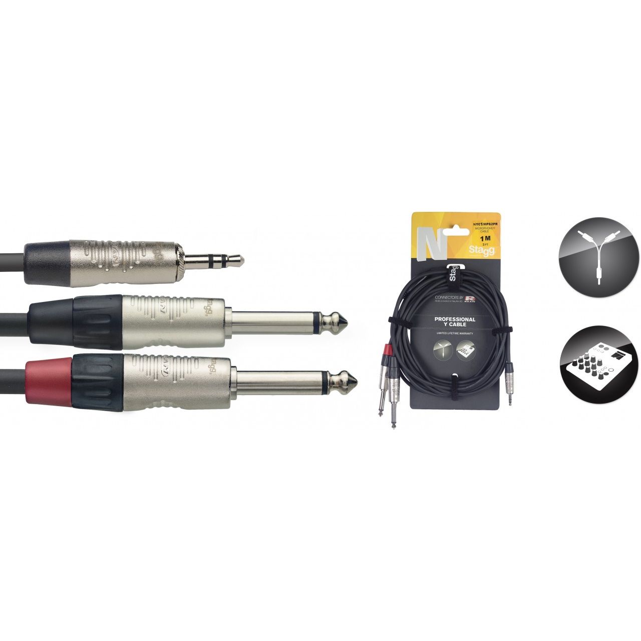 Y-Kabel - mKlinke(st)/2x Klinke - 2m