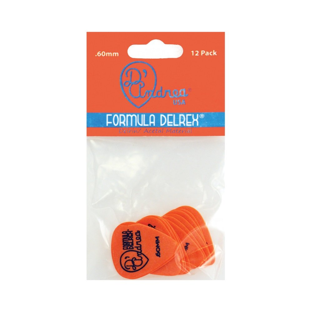 Formula Delrex Picks - 351 Shape (TPD351 .60TM), 12 pcs Pick Pack, 0.60 mm, Orange