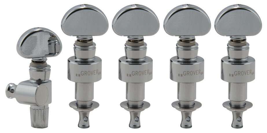 121C5 Geared Banjo Pegs with Metal Button - 5 pcs. - Chrome