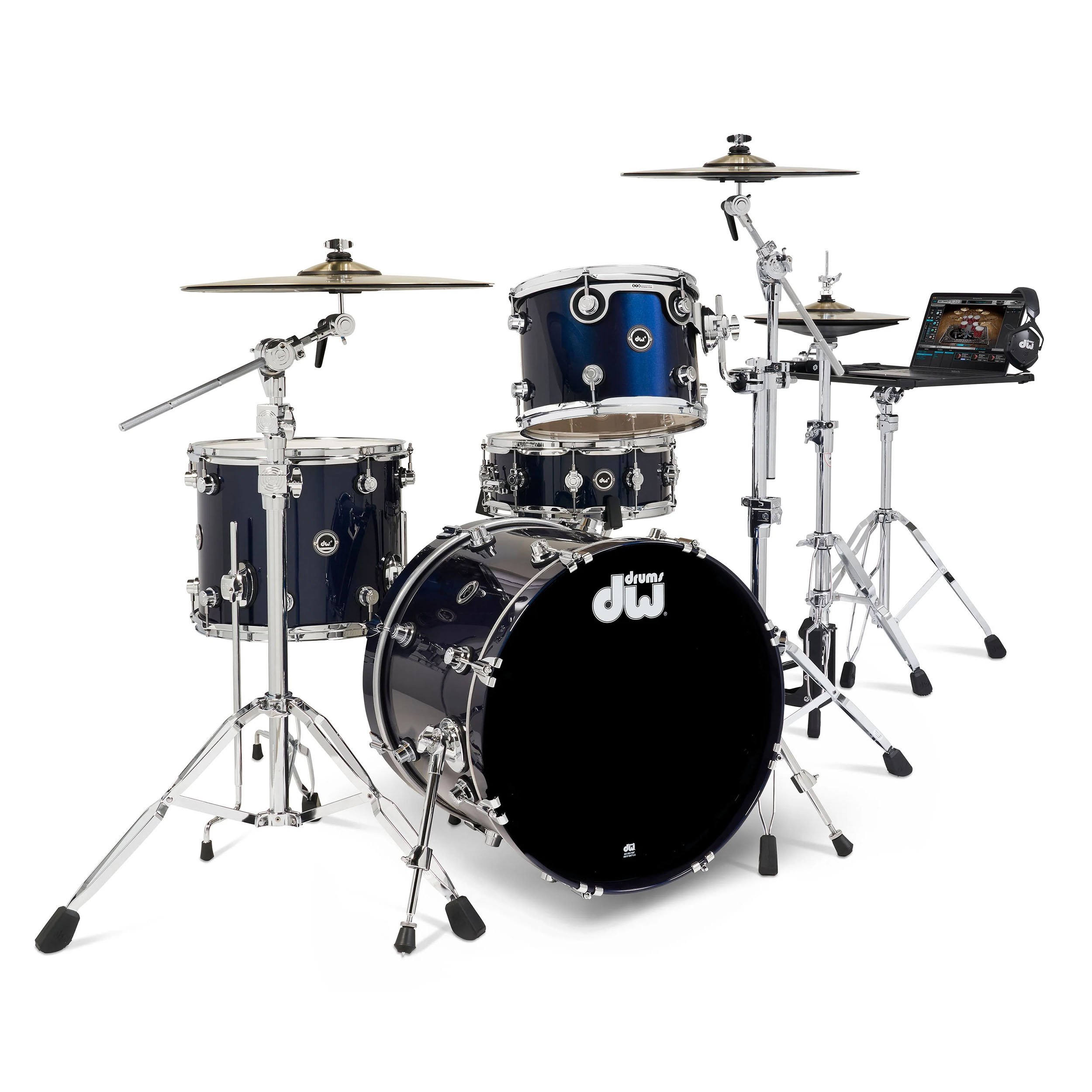 Midnight Blue Metallic | 4-tlg Drum Kit Set mit 3 Becken