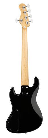 MetroExpress 21-Fret Vintage J/J Bass, Maple Fingerboard, 5-String - Solid Black High Polish  "B-Sto