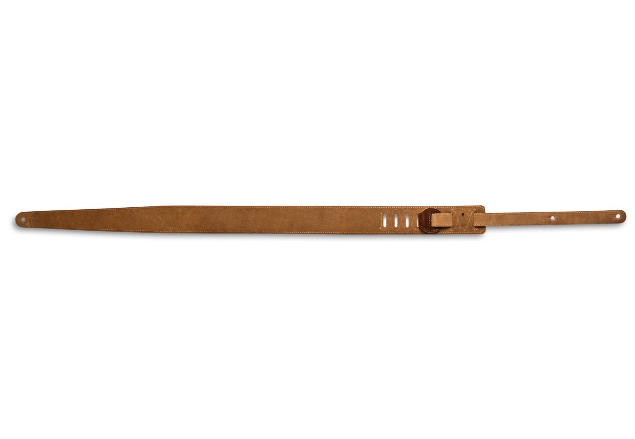 Embroidered Suede Guitar Strap Choc Brown