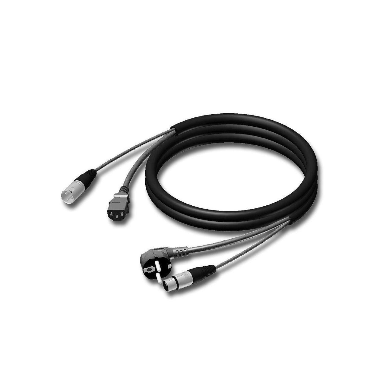 Netz- und Mikrofonkabel Schutzkontakt-Netz & XLR female auf Euro-Netz & XLR male 15 m