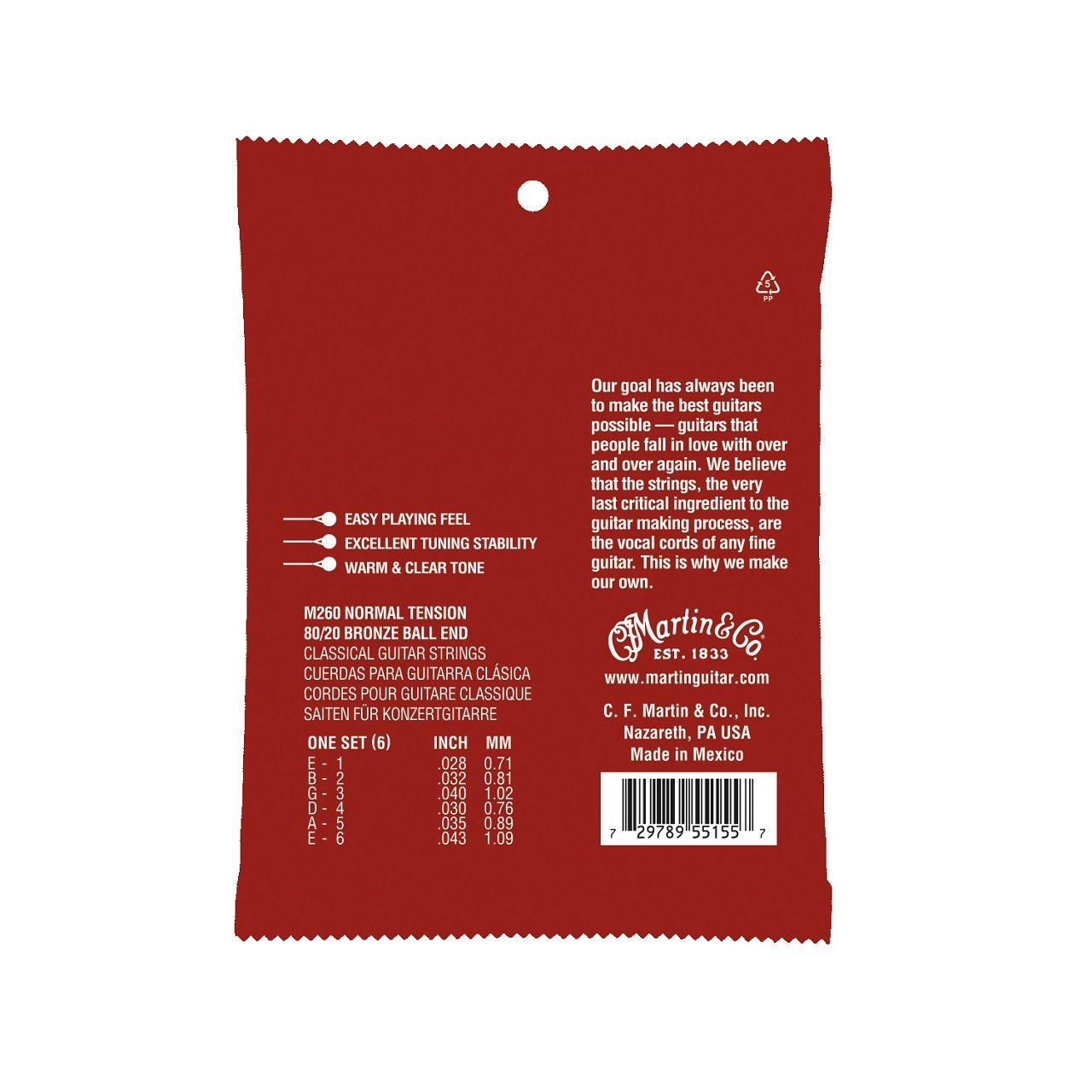 M260 Classical Nylon Guitar Strings Normal Tension 80/20 Ball End