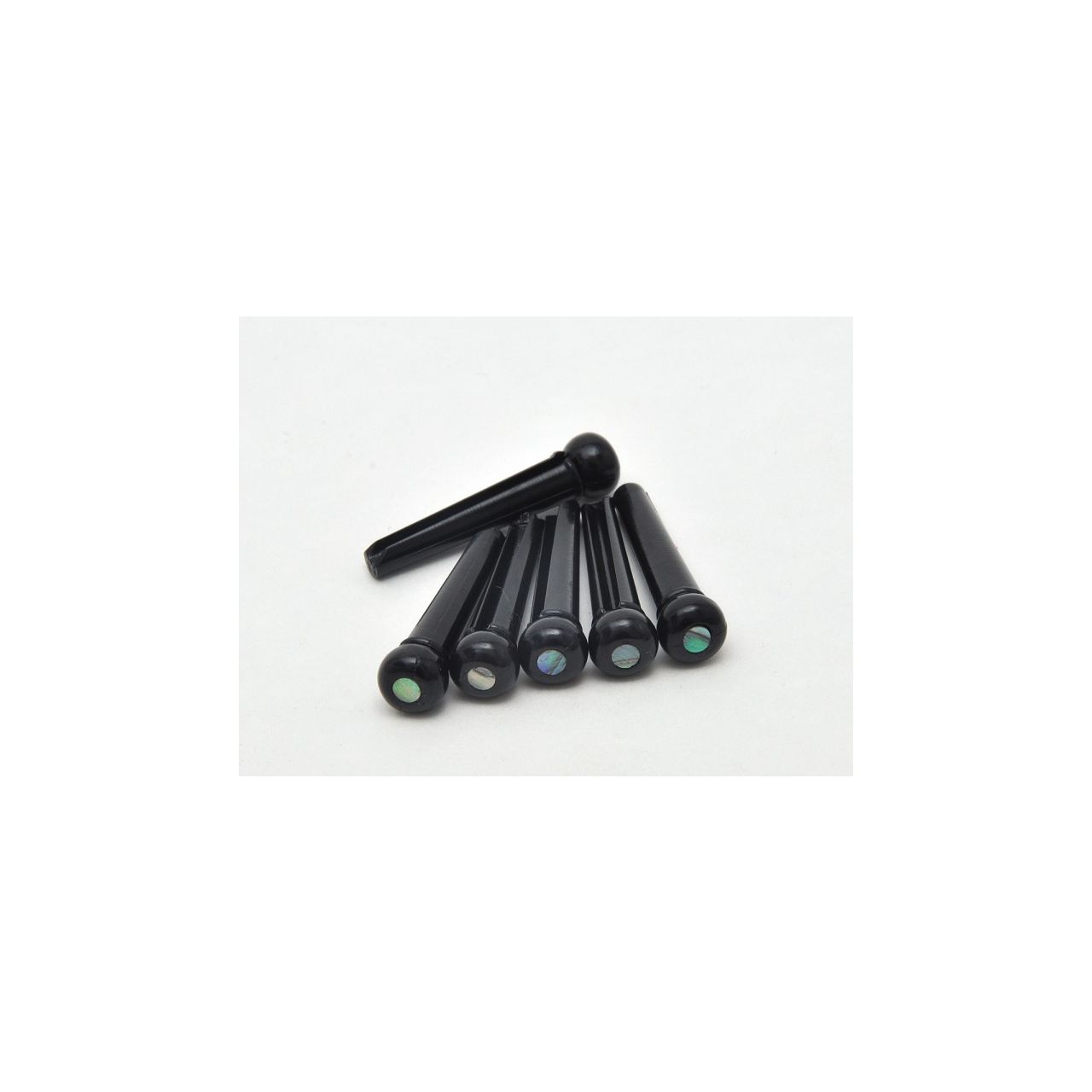 HW102 Acoustic Bridge Pins, Kunststoff, schwarz mit Abolone Dot, 6 Stück