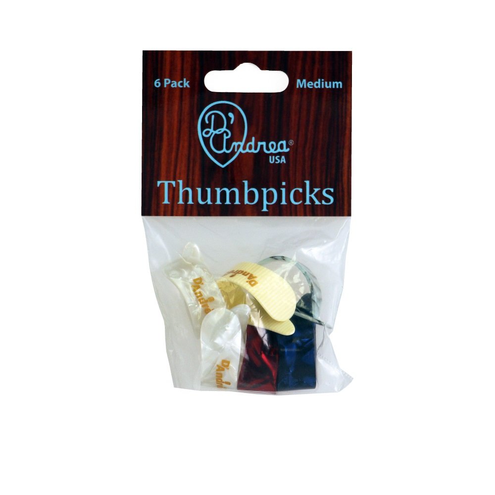 Thumb Picks (R6371 MD DXC), 6 pcs Assorted Pick Pack, Medium, Deluxe Colors