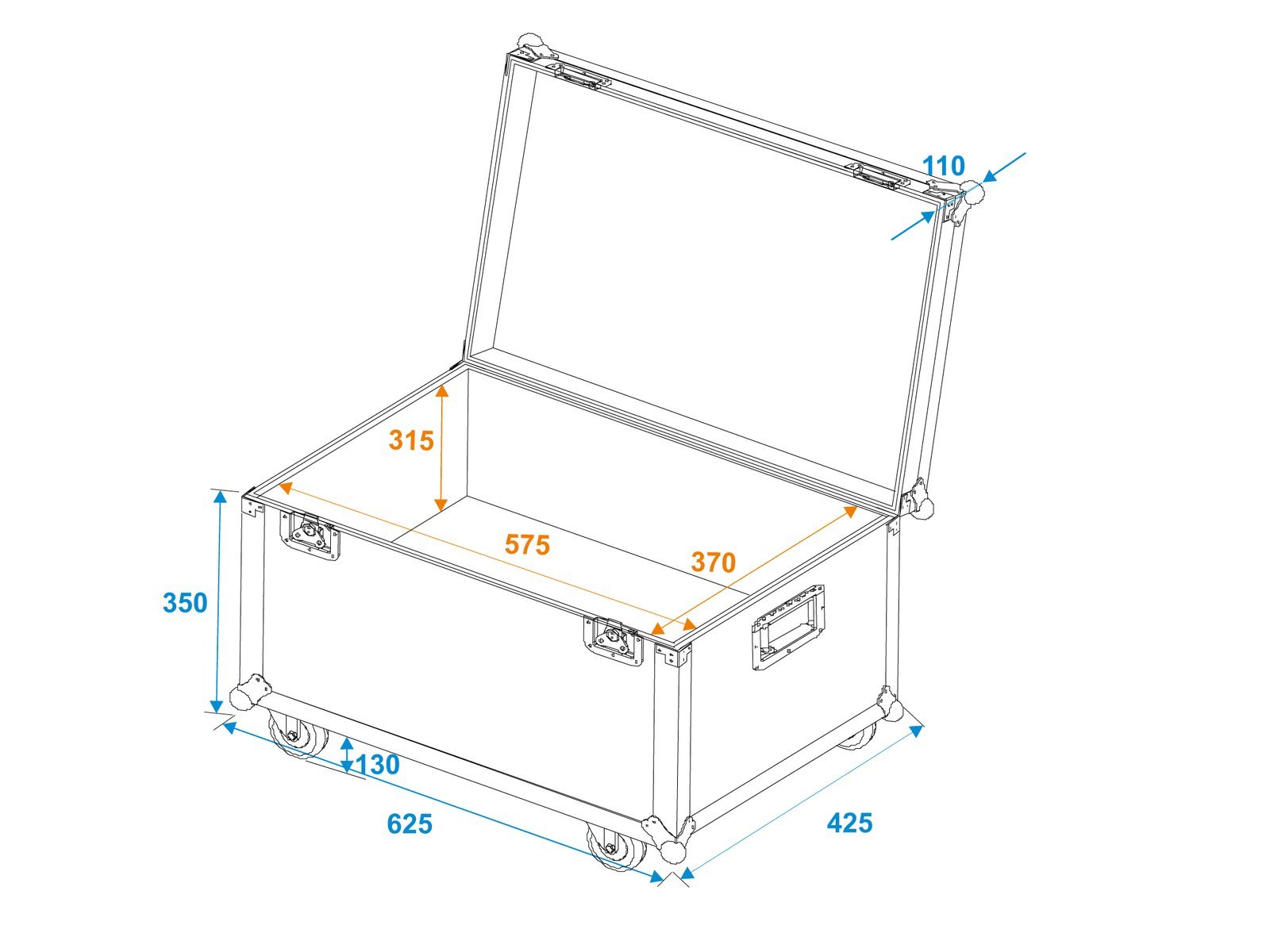Universal-Transport-Case 60x40cm mit Rollen