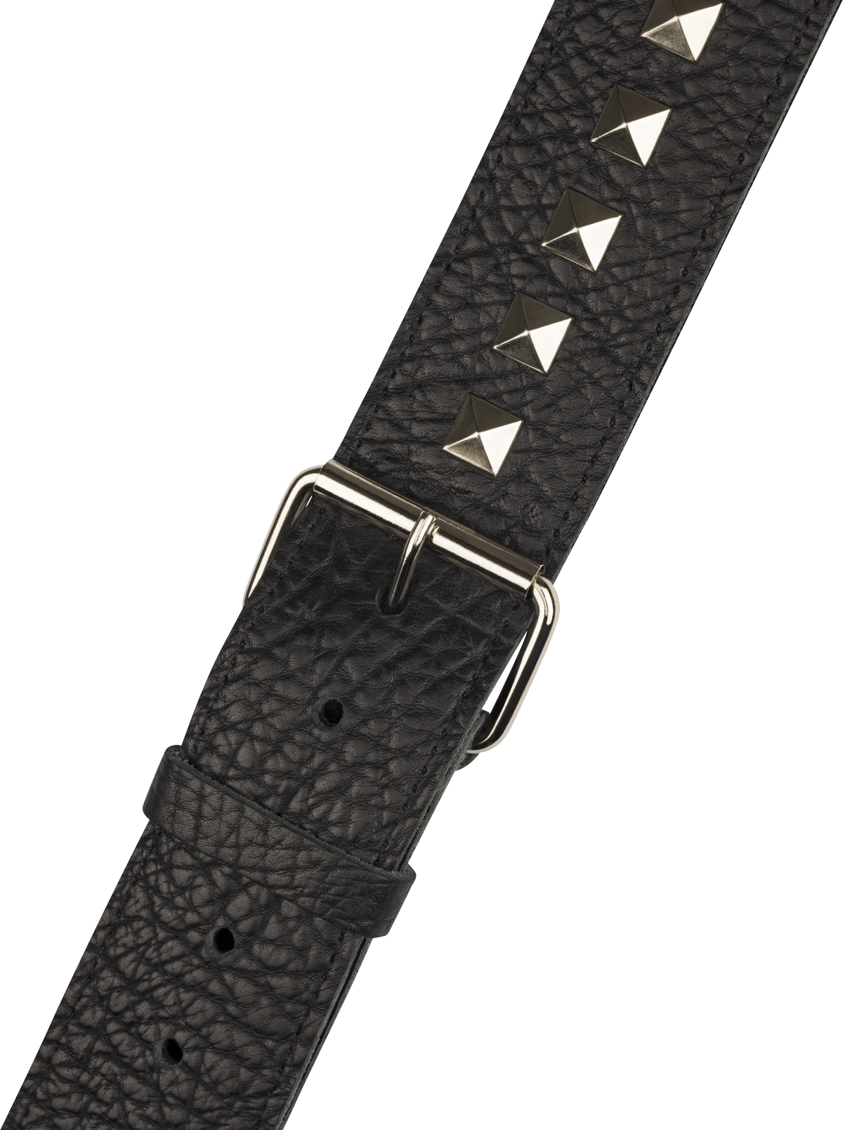 Metal Stud Leather Strap, Black, 2.5"