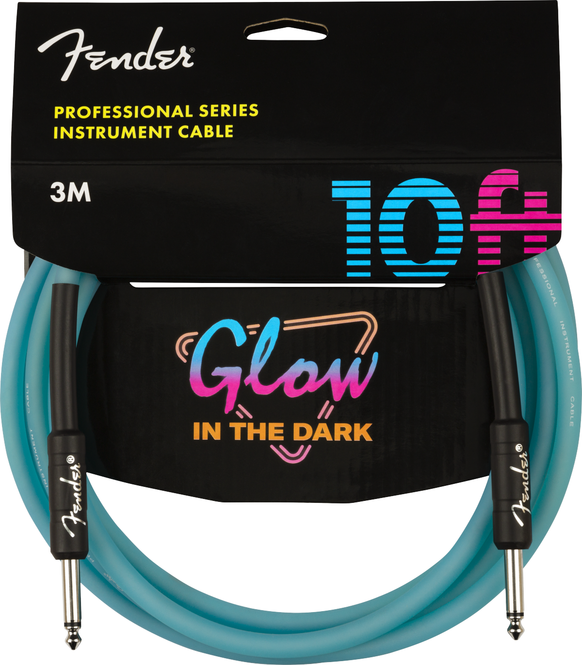 Professional Glow in the Dark Cable, Blue, 10'